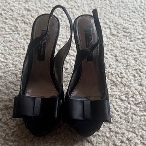 Nina Elegant Black Bow Slingback Heels